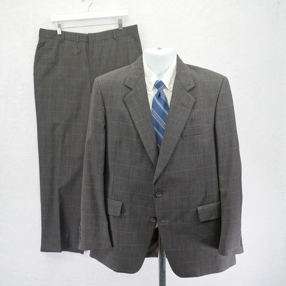 Hart Schaffner‎ Marx Gold Trumpeter Wool 2 Piece Suit Brown Birdseye 40R 36 / 30